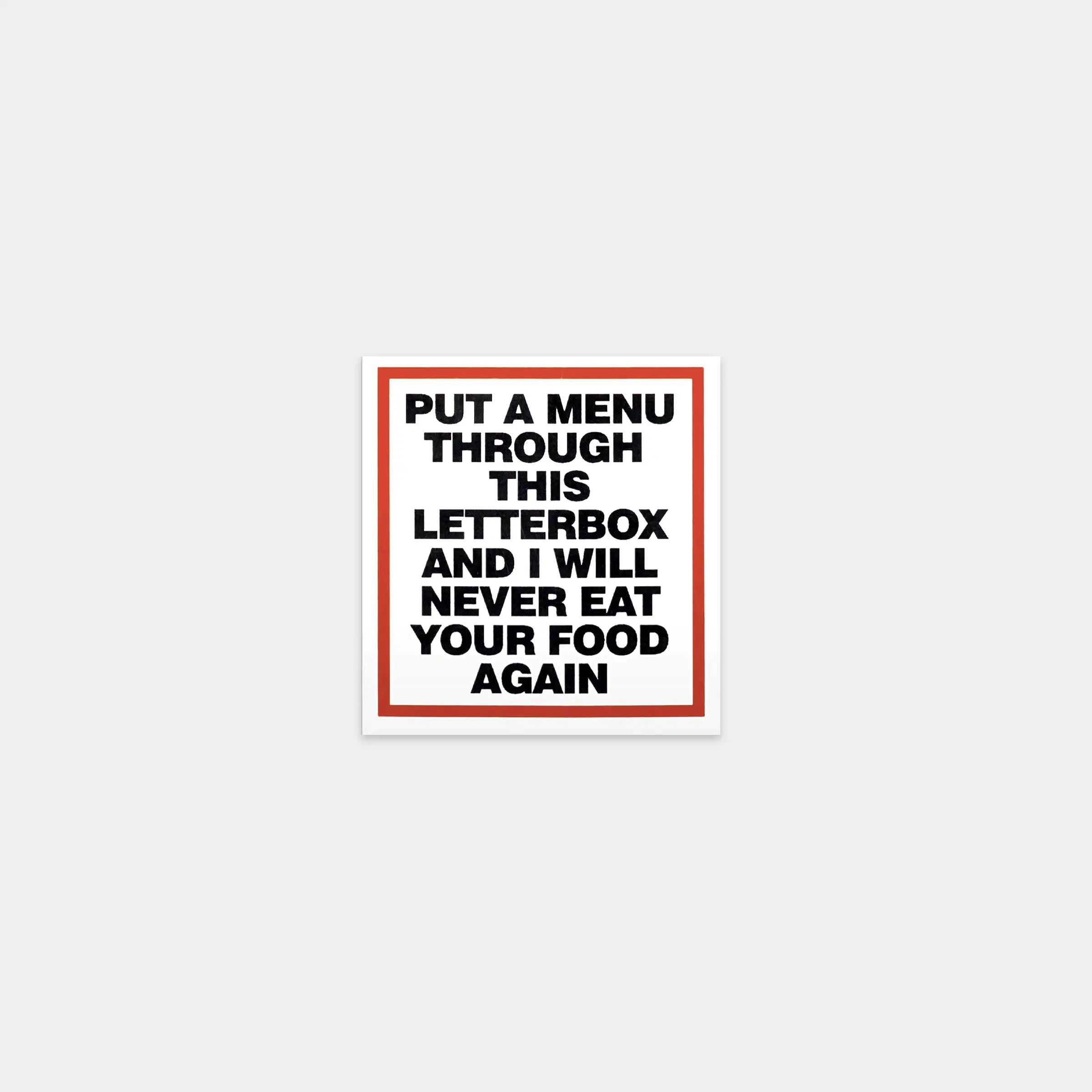 Menu Through Letterbox Sticker